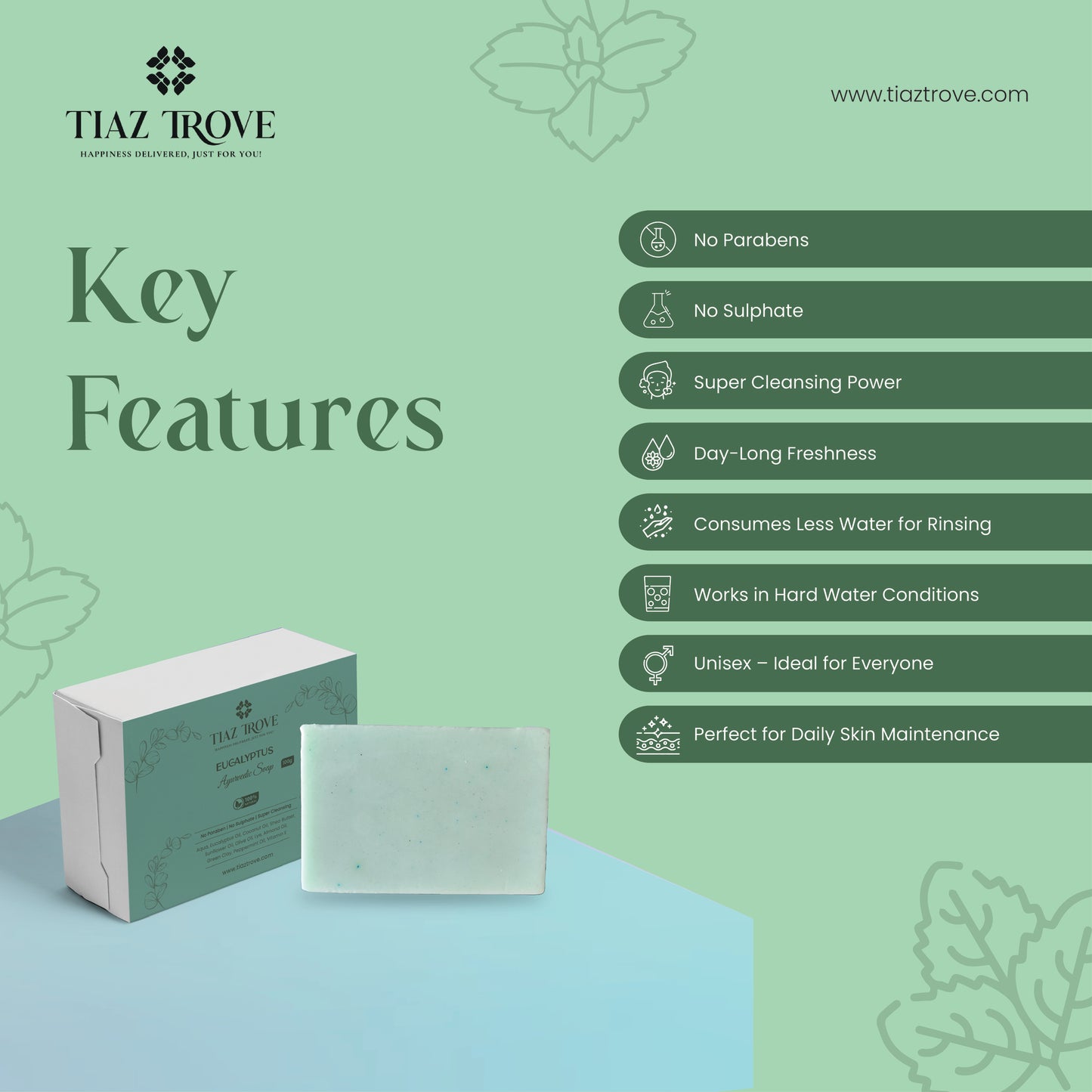 Handmade Peppermint Soap | Cooling, Refreshing & Energizing Cleanse | TiazTrove Skincare