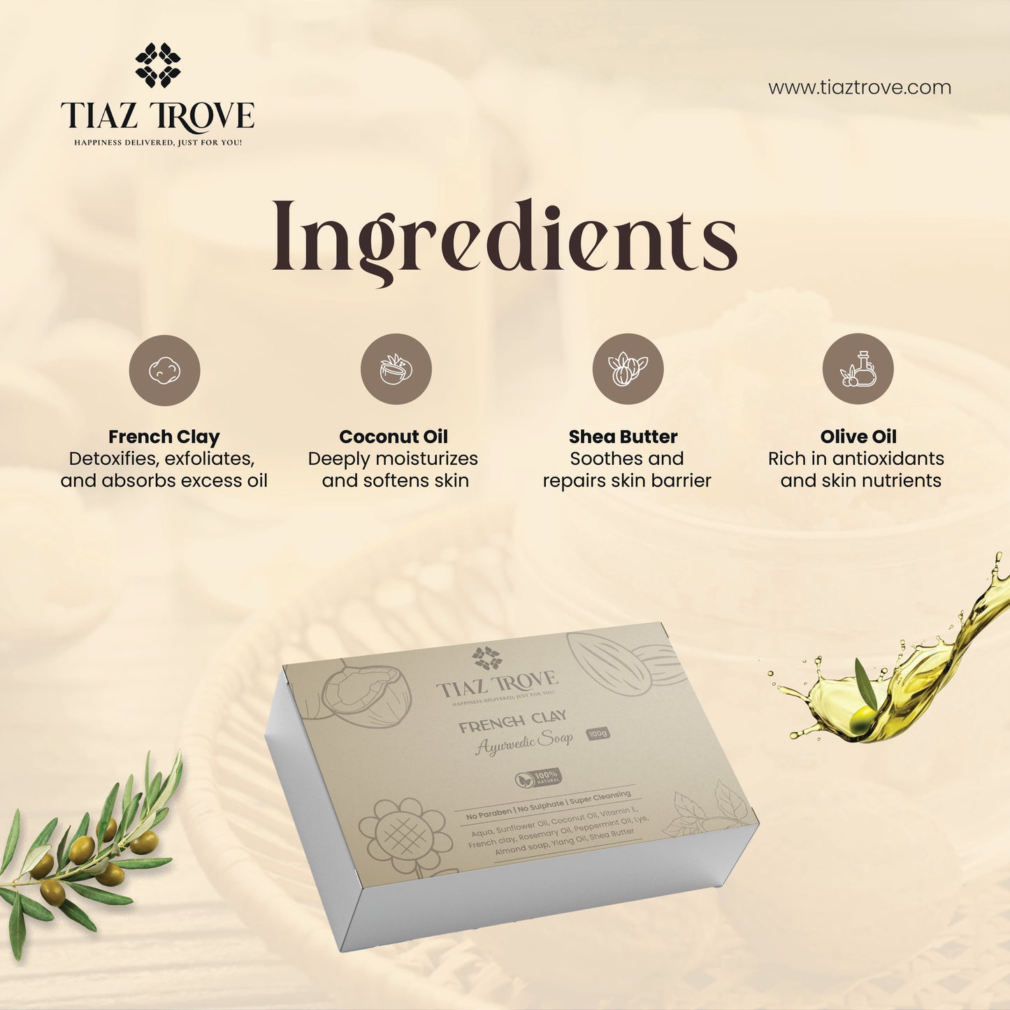 Handmade French Clay Soap | Natural Detox & Glow | TiazTrove Skincare