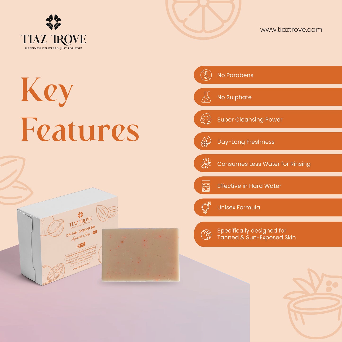 Handmade De-Tan Soap | Natural Brightening & Skin Revival | TiazTrove Skincare