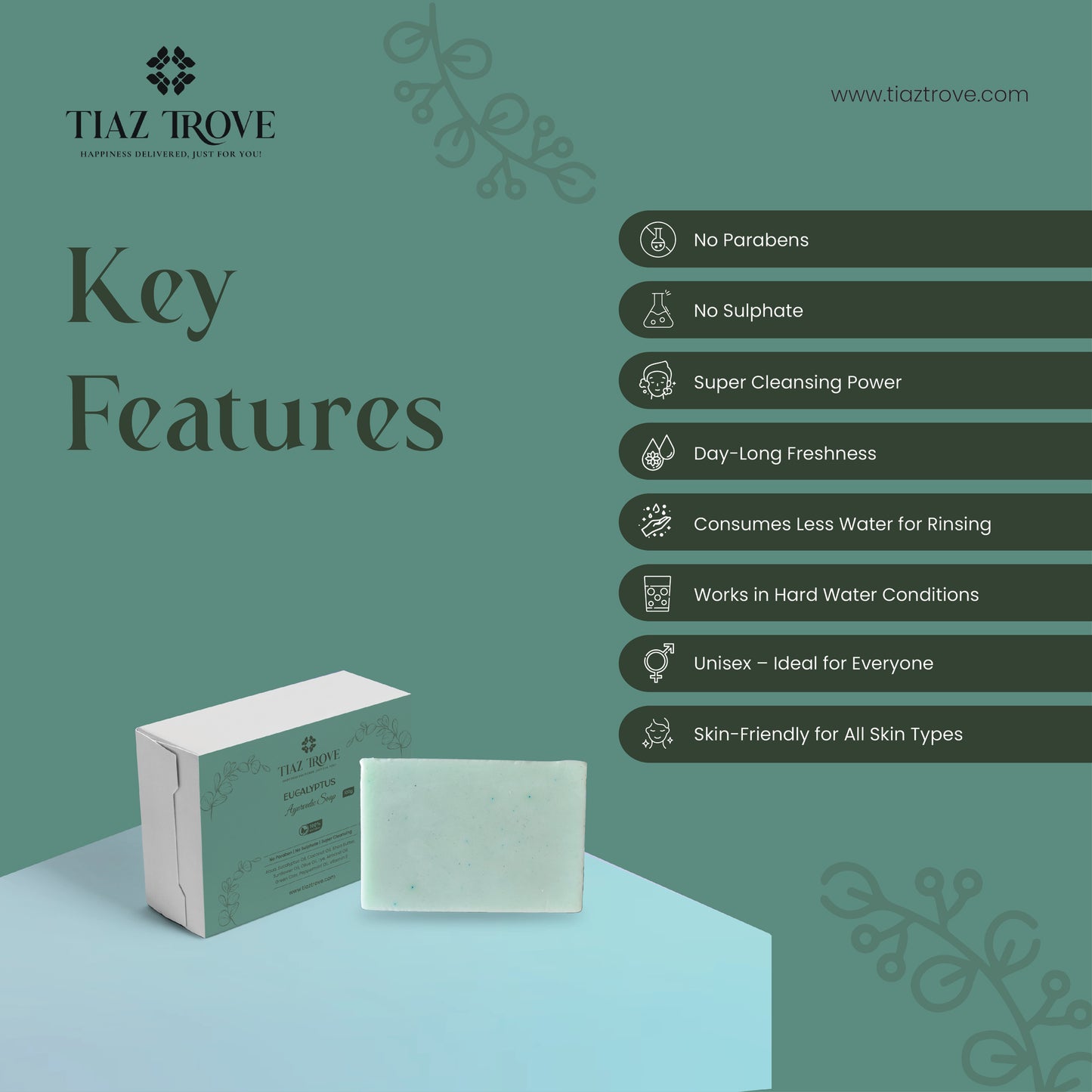 Handmade Eucalyptus Soap | Refreshing & Skin-Soothing Care | TiazTrove Skincare