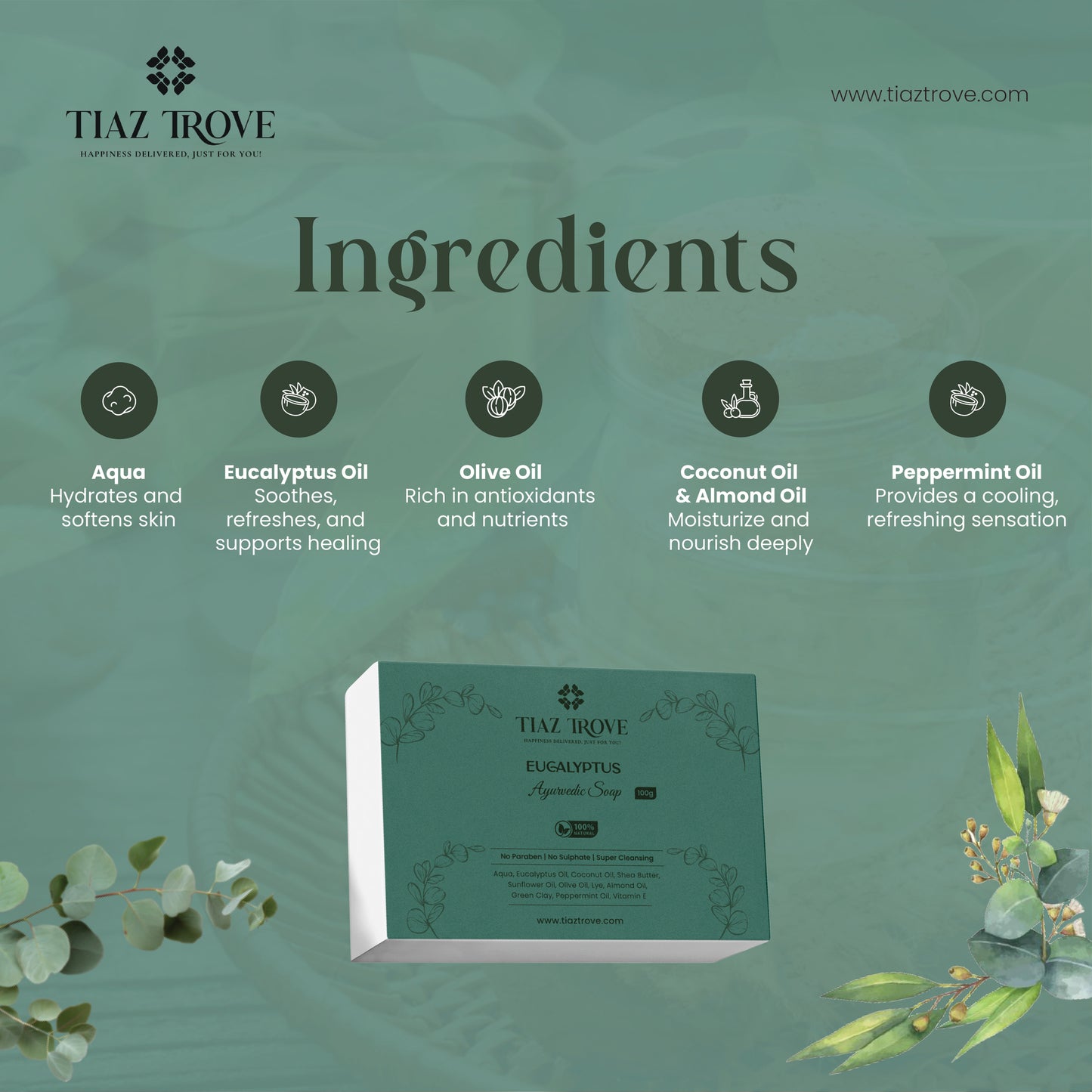 Handmade Eucalyptus Soap | Refreshing & Skin-Soothing Care | TiazTrove Skincare