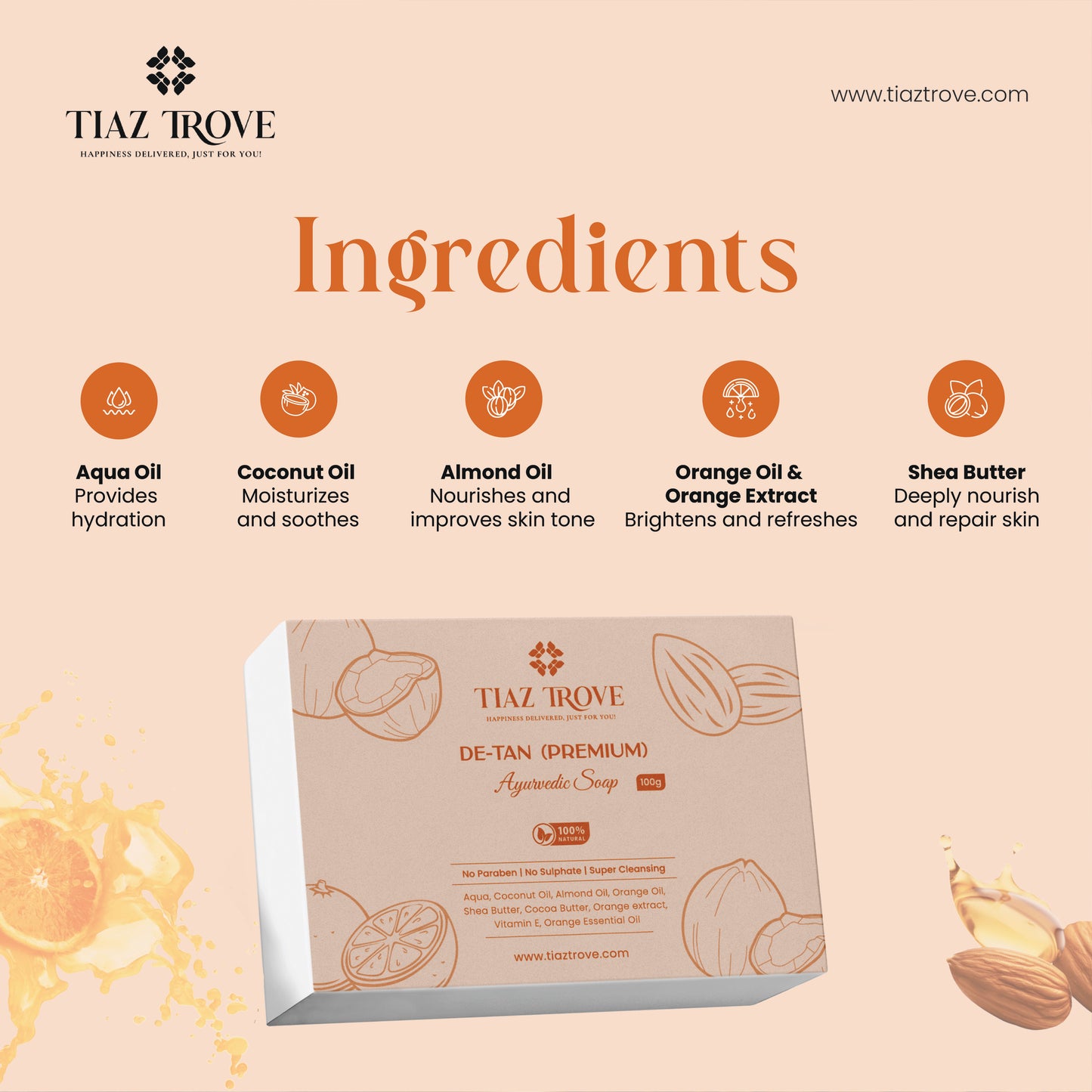 Handmade De-Tan Soap | Natural Brightening & Skin Revival | TiazTrove Skincare