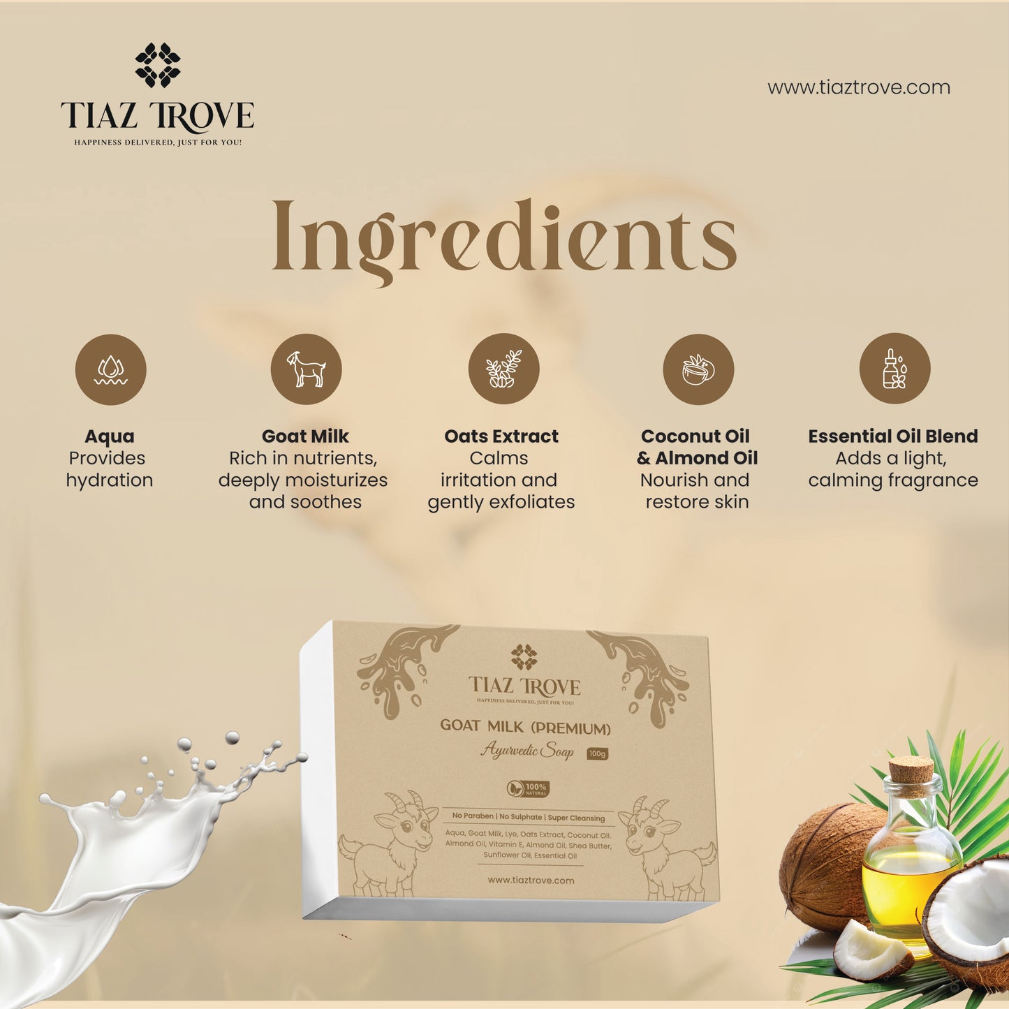 Handmade Goat Milk (Premium) Soap | Nourishing & Gentle Care for Sensitive Skin | TiazTrove Skincare