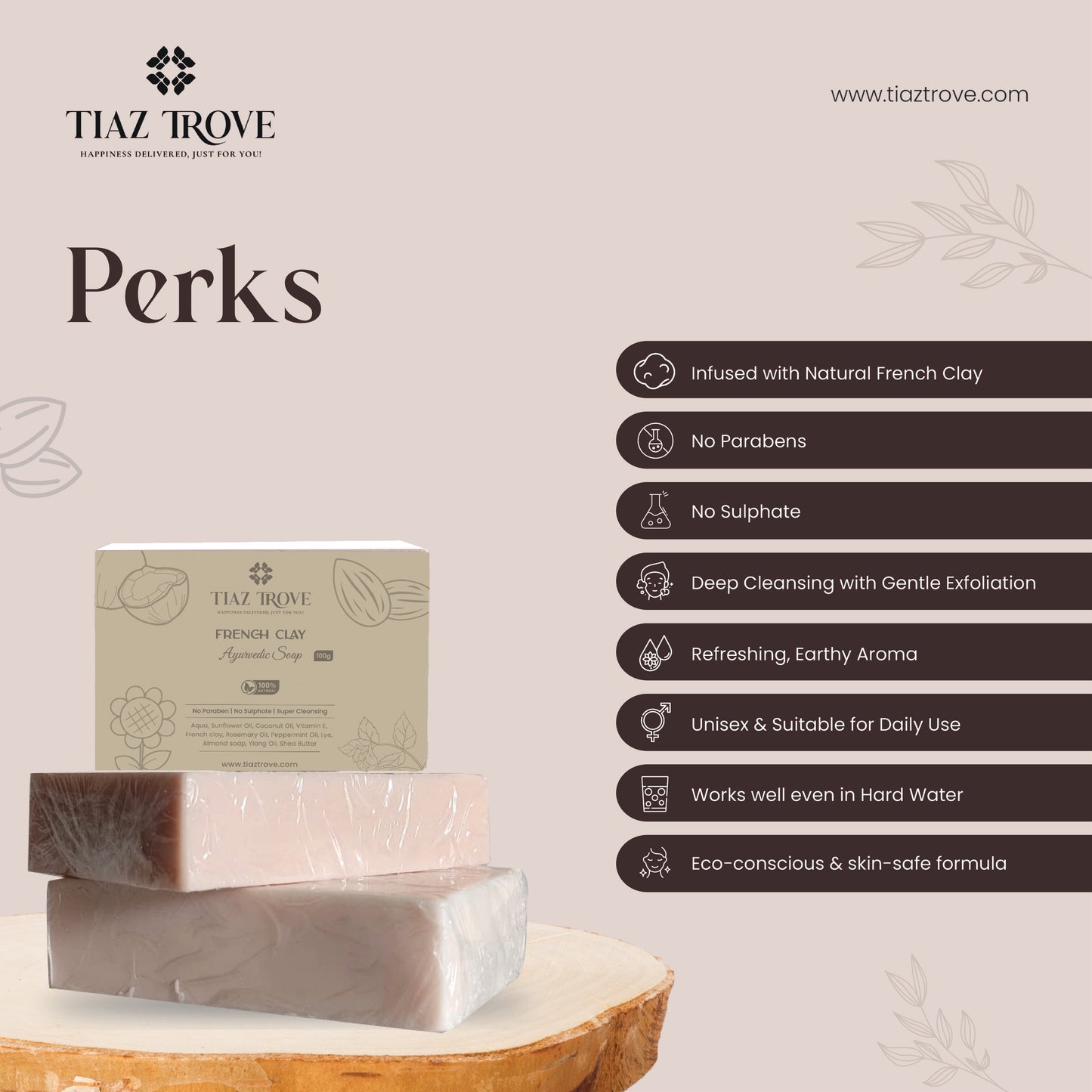 Handmade French Clay Soap | Natural Detox & Glow | TiazTrove Skincare