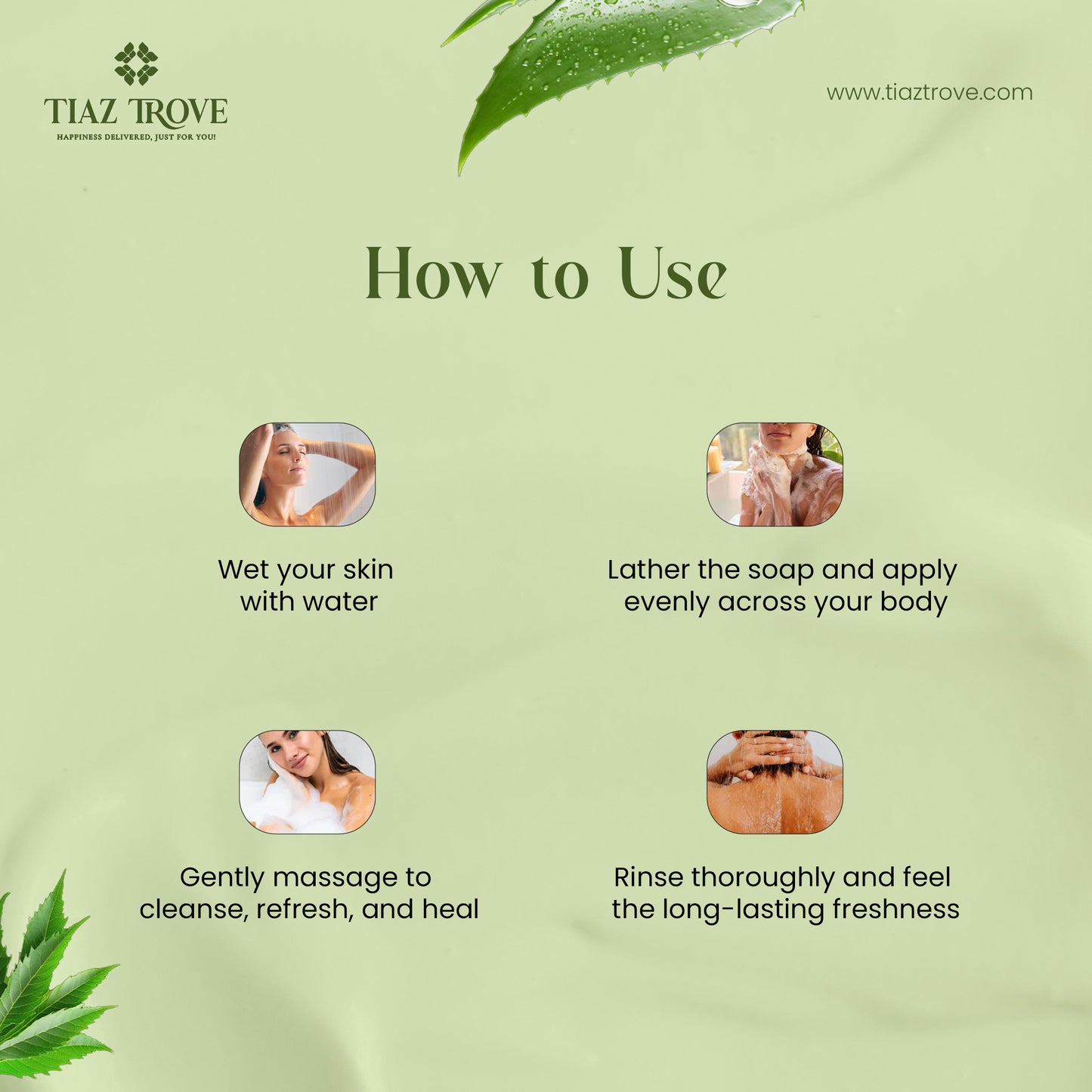 Handmade Neem Tulsi Aloe Vera Soap | Anti-Acne & Herbal Skin Purifier | TiazTrove Skincare