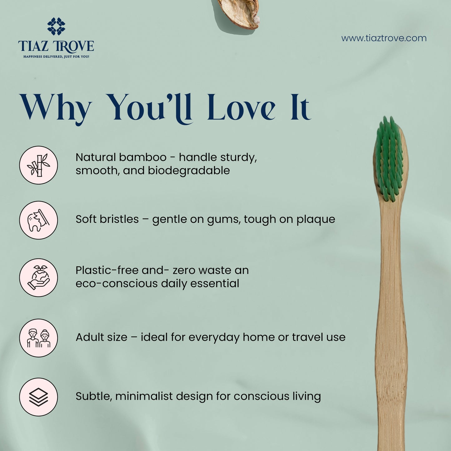 Nova Bamboo Toothbrush | Pack of 5 | Eco-Friendly Oral Care with Soft Bristles | TiazTrove