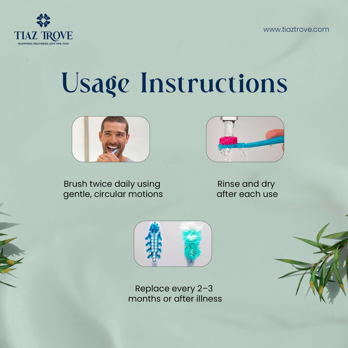 Nova Bamboo Toothbrush | Pack of 5 | Eco-Friendly Oral Care with Soft Bristles | TiazTrove