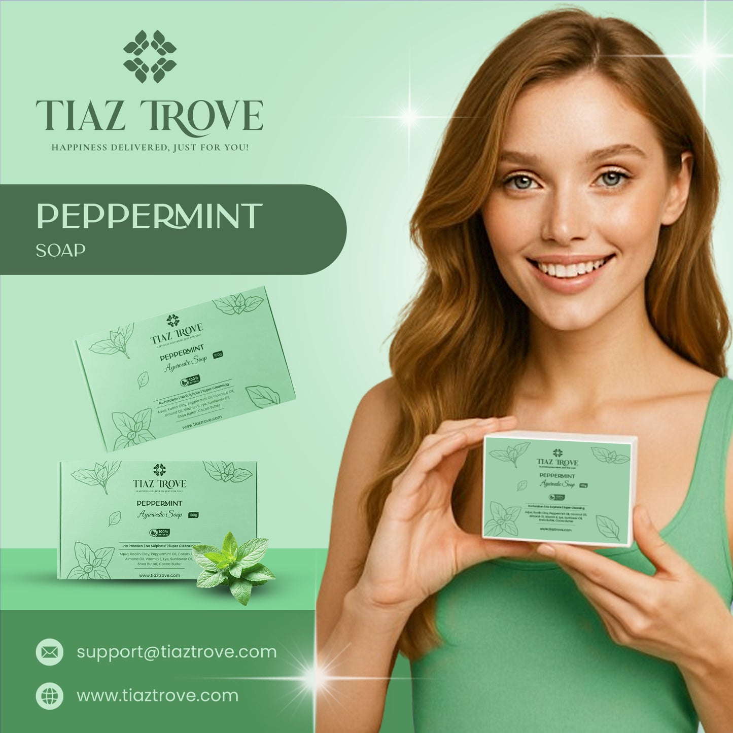 Handmade Peppermint Soap | Cooling, Refreshing & Energizing Cleanse | TiazTrove Skincare
