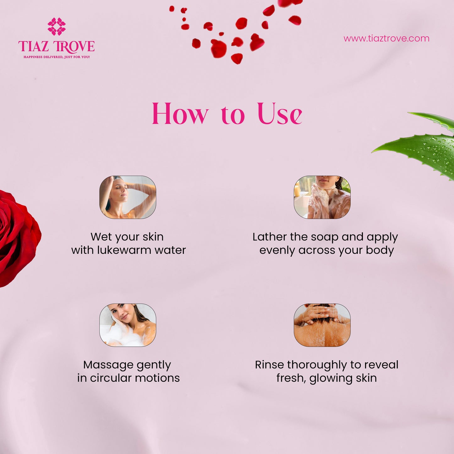 Handmade Rose Aloe Vera Soap | Hydrating & Glow-Enhancing Skin | TiazTrove Skincare