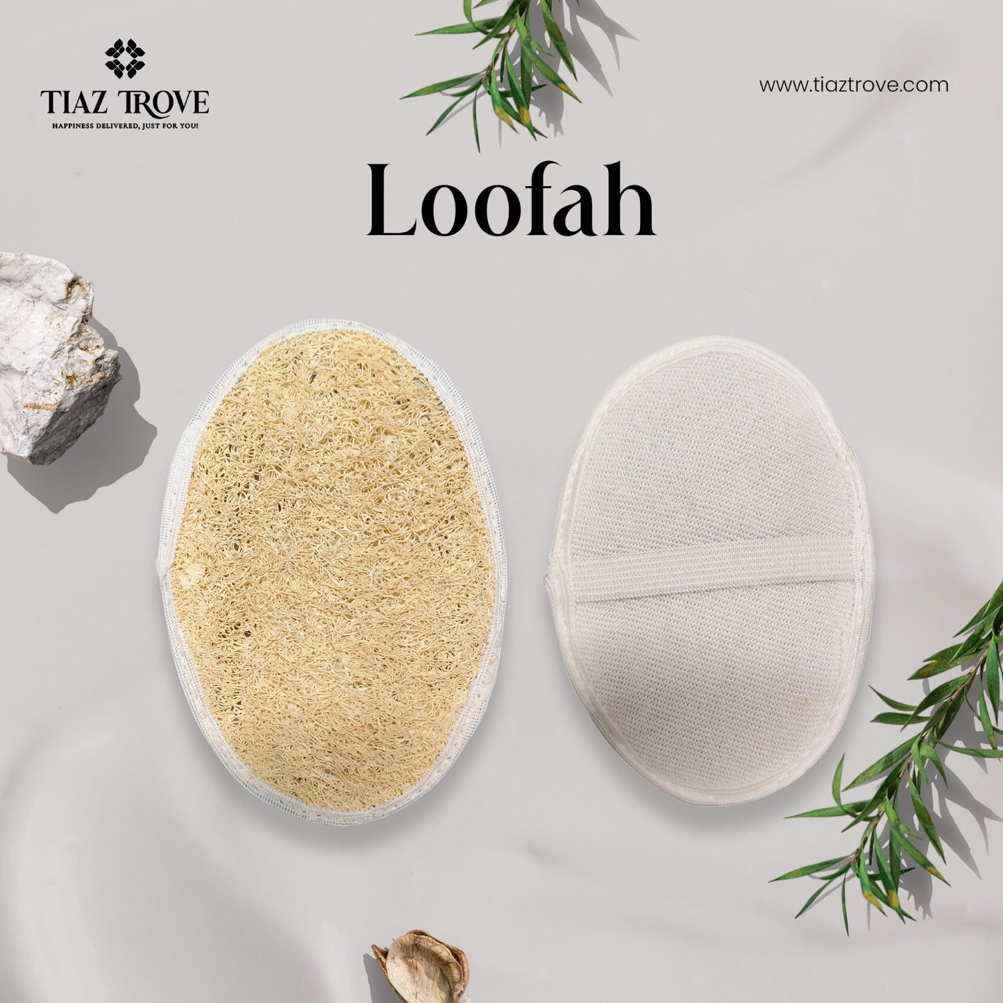 Natural Oval Shaped Loofah (Pack of 3) | Exfoliating Bath Sponge for Glowing Skin | TiazTrove
